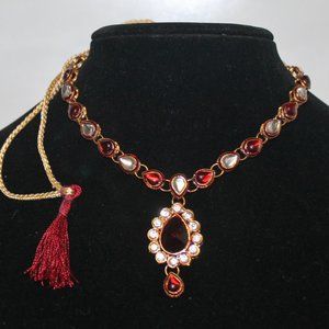 Kundan Ruby Red and Gold Statement Wedding Choker Necklace
